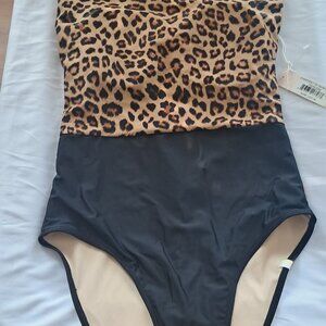 Summer Salt  leopard and black one piece bathing suit. BNWT